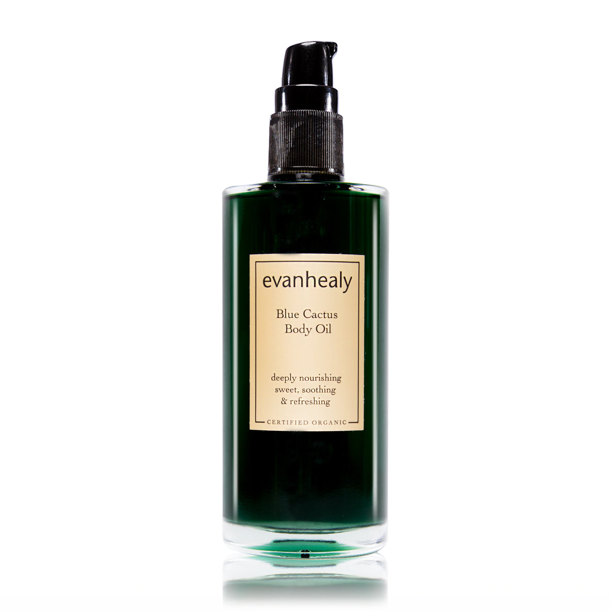 blue cactus body oil moisturizer white background